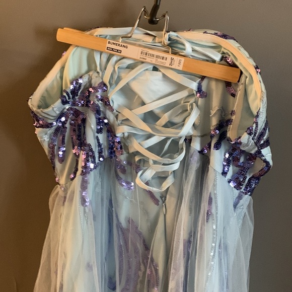 Wedding guest evening prom strapless maxi fairy princess sweetheart sequin dress - Picture 7 of 10